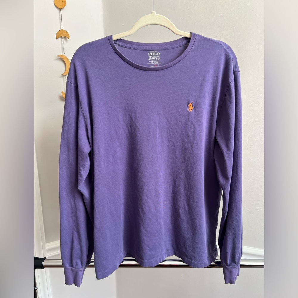 Men’s Polo Ralph Lauren long sleeve tee Purple and Orange